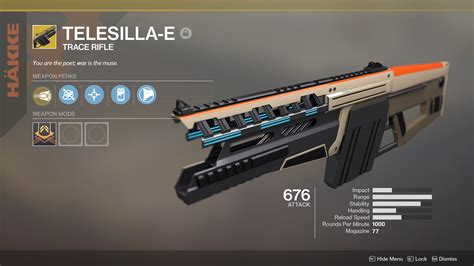 Exotic Kinetic Trace Rifle Concept Telesilla E Rdestinythegame