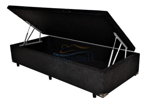 Cama Box Ba Solteiro X Suede Amassado Preto Parcelamento Sem Juros