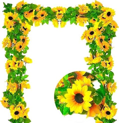 Amazon Domestar Pack Artificial Sunflower Garlands Ft Silk