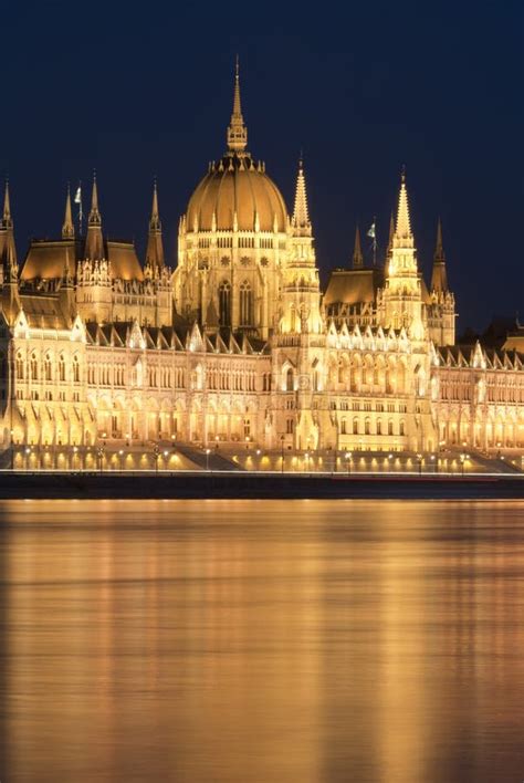 Hungarian Parliament Building Detail at Night Stock Photo - Image of ...