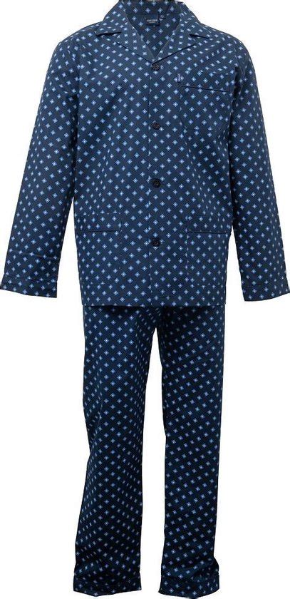 Gentlemen Heren Pyjama Doorknoop MAAT 58 Dubbel Ruit Marine