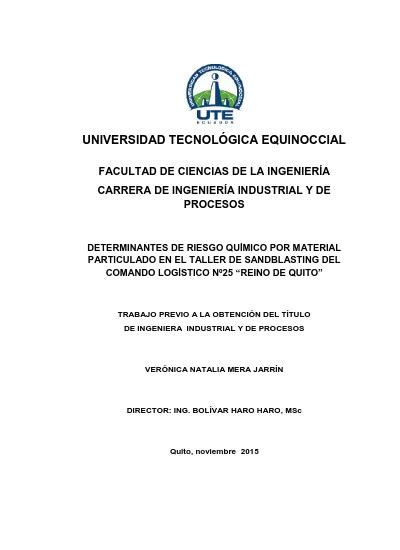 Determinantes de riesgo químico por material particulado en el taller