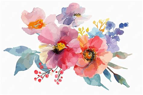 Watercolor Floral Card Template With Single Clipart Isolated Premium