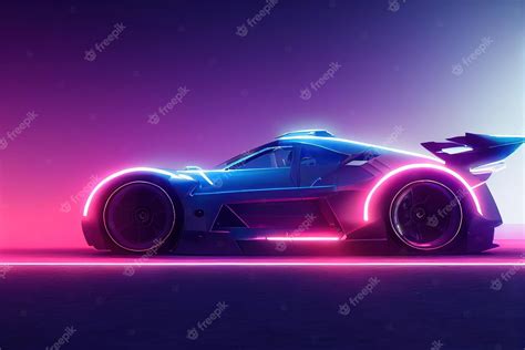 Premium Photo Futuristic Retro Wave Synth Wave Car Retro Sport Car