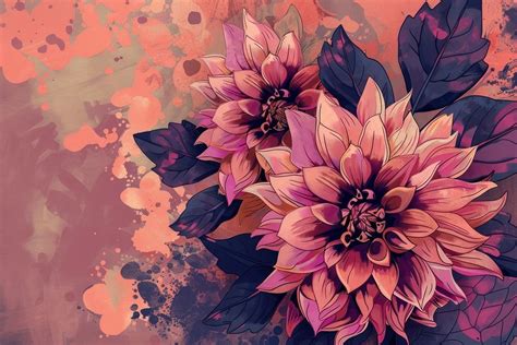 Dahlia Flowers Art Graphics Blossom Free Photo Illustration Rawpixel