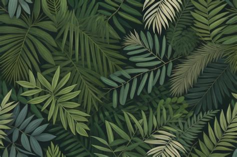 Premium AI Image | A tropical jungle wallpaper with a green leaf pattern.