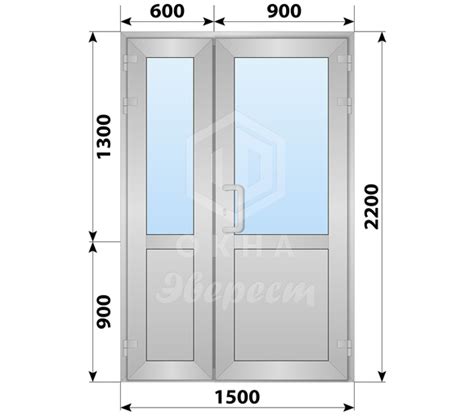 Алюминиевая входная полуторная дверь со стеклом 1500x2200 - купить ...