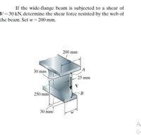 Answered If The Wide Flange Beam Is Subjected To Bartleby