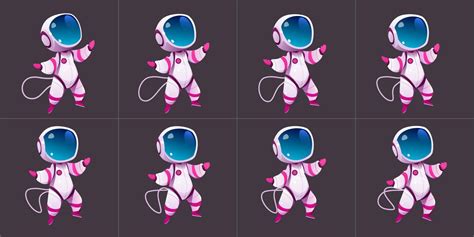 Animation sprite sheet of walking cute astronaut 13132928 Vector Art at ...