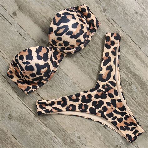 2019 Micro Bikini Leopard Women Swimsuit Thong Swimwear Women Sexy Print Bikini Set Beach