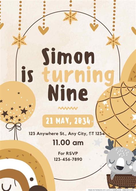 14 Hot Air Balloon Adventure Birthday Invitation Templates