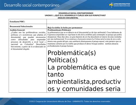 Uni1 act4 ana doc desarrollo social DESARROLLO SOCIAL CONTEMPORÁNEO