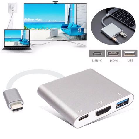 Usb C Para Hdmi Adaptador 3 Em 1 Hub 4 K Hdmi Pd Hub Conversor