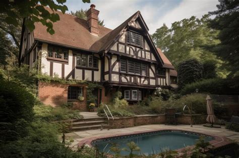 Premium AI Image Luxury Tudor House With Private Pool And Hot Tub