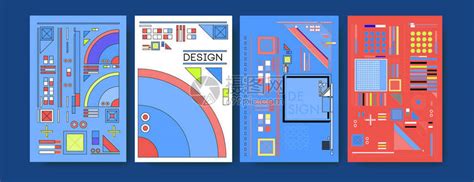 抽象的彩色拼贴海报设计模板凉爽的几何和回溯的背插画图片下载 正版图片502507655 摄图网