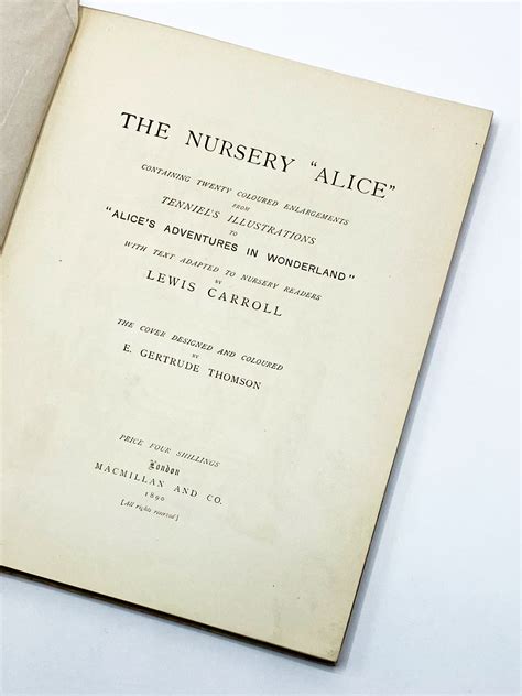 The Nursery Alice By Carroll Lewis Charles Dodgson Tenniel John