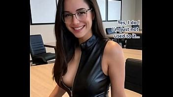 Beautiful Bossy Brunette In Leather Dress Fucked On A Meeting Table AI Illustrated Leather