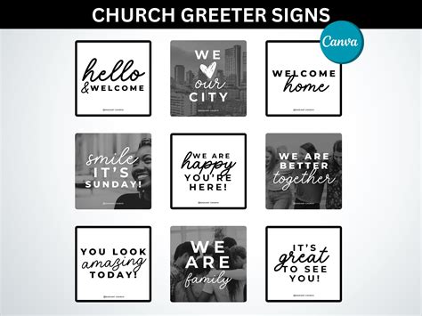 Black And White Church Greeter Signs Church Welcome Signs Templates