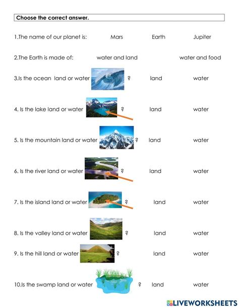 Land And Water Forms Worksheet Live Worksheets Worksheets Library