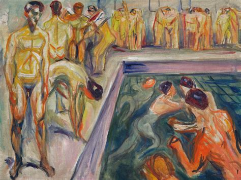 Naked Men In Swimming Pool Male Nude Edvard Munch Reproduktionen