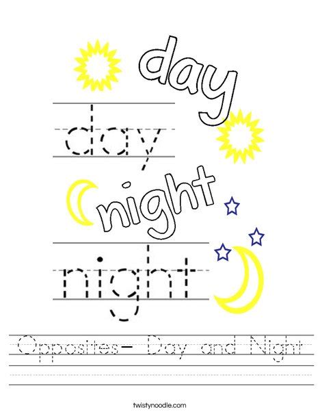 Day Or Night Worksheet Twisty Noodle Worksheets Library