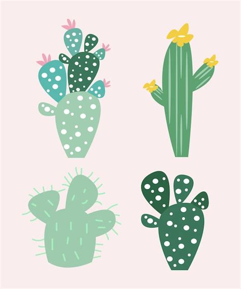 Conjunto De Cactus Vector Premium