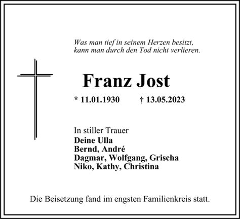 Traueranzeigen Von Franz Jost Trauer In NRW De