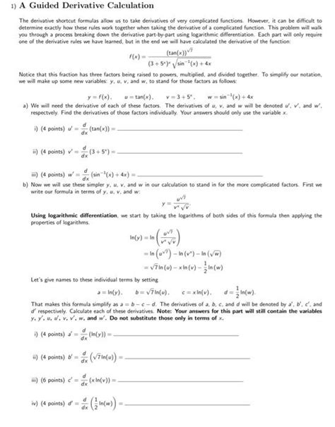 Solved (tan(x)) 1) A Guided Derivative Calculation The | Chegg.com