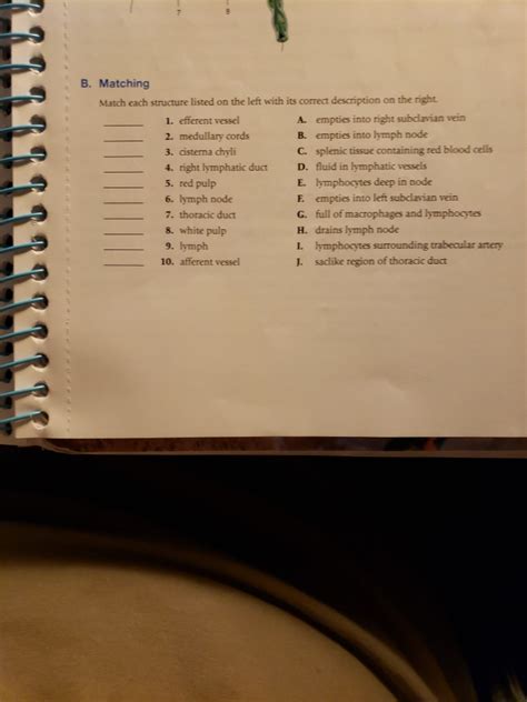 Solved 7 B Matching Match Each Structure Listed On The Left Chegg