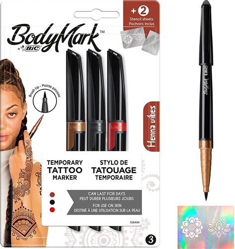 Bic BodyMark HENNA VIBES Temporary Tattoo Markers Cosmetic Quality