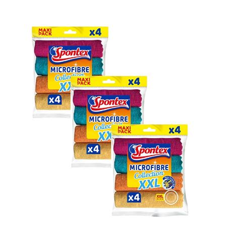 Lot De 3 Packs De 4 Lavettes Microfibre Collection Xxl 12 Microfibres