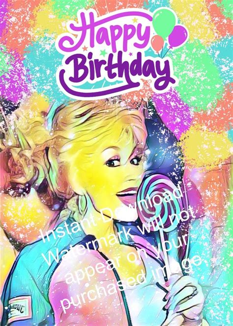 Dolly Parton Happy Birthday Card Image Photo 5x7 Printable Etsy