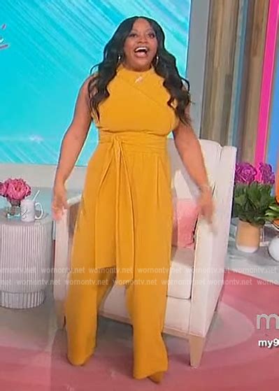 Wornontv Sherris Yellow Tie Waist Jumpsuit On Sherri Sherri