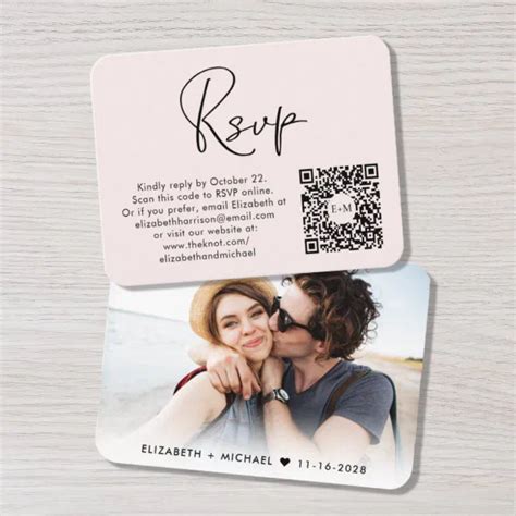 Modern Photo Qr Code Wedding Pink Rsvp Enclosure Card Zazzle