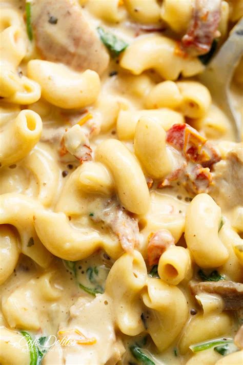 Tuscan Chicken Mac And Cheese One Pot Stove Top Cafe Delites