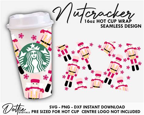 Nutcrackers Starbucks Cup SVG Christmas Hot Cup Svg PNG DXF Winter Cutting File Oz Grande