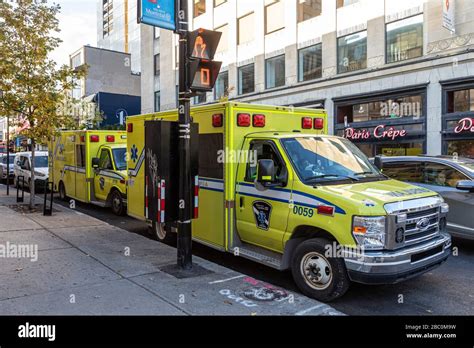 Paramedic S Yellow Ambulance Emergency Number Montreal Quebec