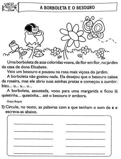 Rosearts Atividades Para Imprimir A Borboleta E O Besouro Lição De Casa E Reforço