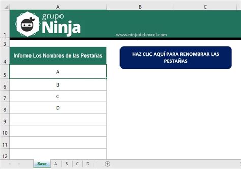 Cambiar el nombre de varias pestañas al mismo tiempo en Excel Ninja