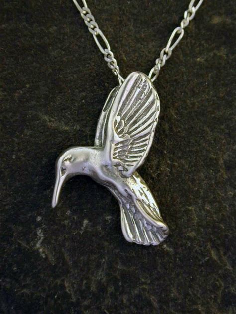 Sterling Silver Hummingbird Pendant On Sterling Silver Chain Etsy