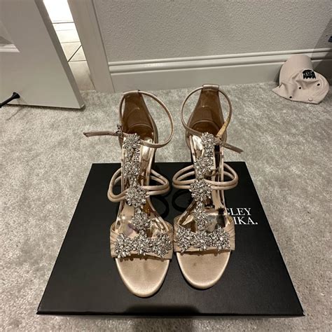 Badgely Mishka Laney Nude Satin Heels Gem