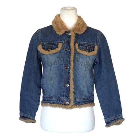 Y2k Amy Byer Faux Fur Jean Jacket Size M Insulated Blue Denim 2000s Etsy