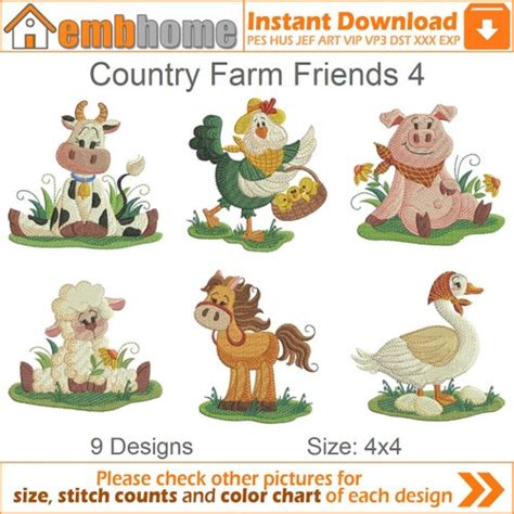 Country Chicken Machine Embroidery Designs Instant Download Etsy