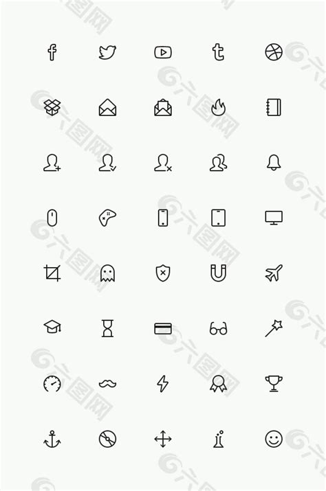 简单线性图标网页UI素材免费下载 图片编号 365492 六图网