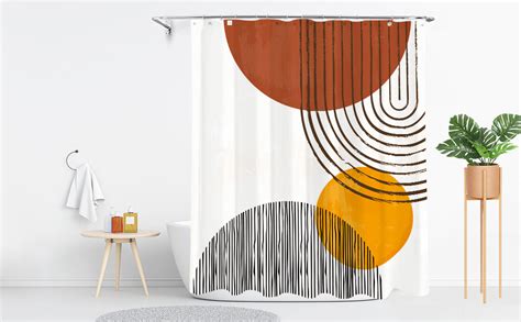 Miyotaa Mid Century Abstract Semicircle Shower Curtain Set