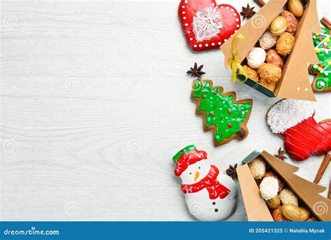 Christmas And New Year Sweets Sweets Gingerbread And Candies Banner