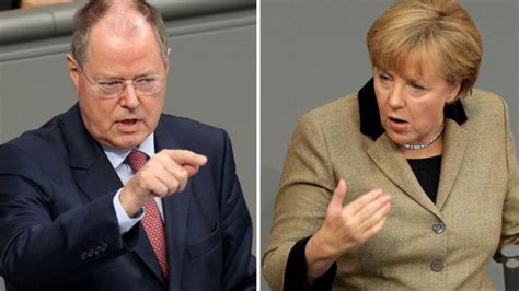 Wahlkampf Angela feiert Merkel Peer lobt Steinbrück Augsburger