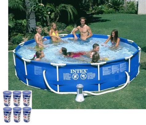 Intex 12ft X 30in Metal Frame Round Swimming Pool Set 530 Gph Pump And 6 A Filters