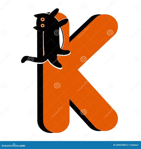 Capital Letter Korange Alphabet Clipart With Black Cat Stock