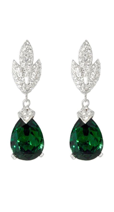 Ciner Gachala Emerald Drops Emerald Earrings Drop Sterling Silver